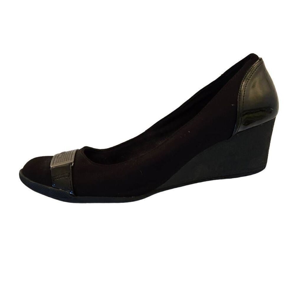 Anne Klein Sport Womens Wedge Heels Black Size 9.5